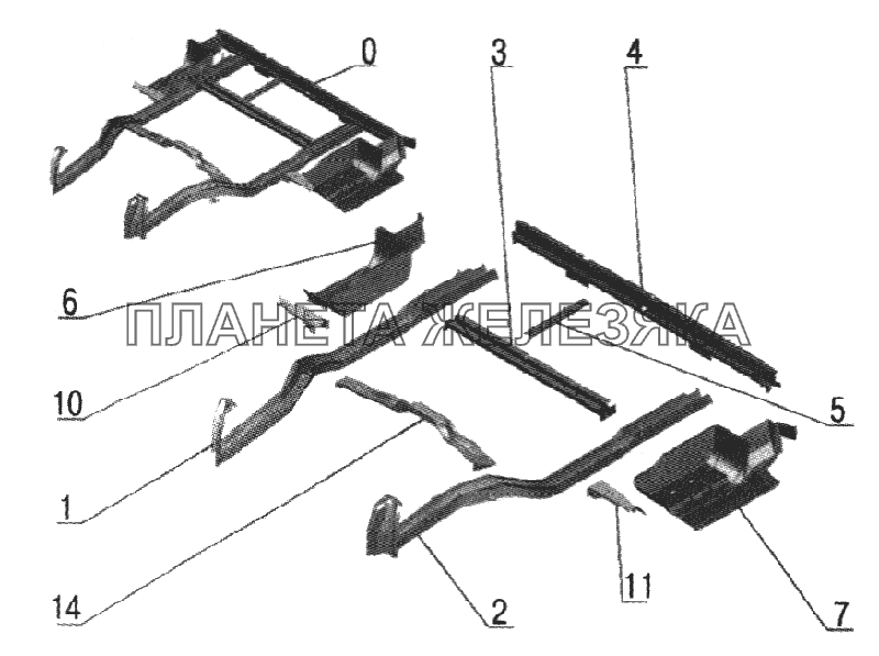Каркас пола (2705-5101014) ГАЗ-2705, 3221 (куз. детали)